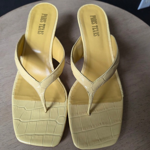 NIB Paris Texas Embossed Croc Portofino Thong Mule Banana Yellow Heels EU40 US10 - Picture 4 of 15